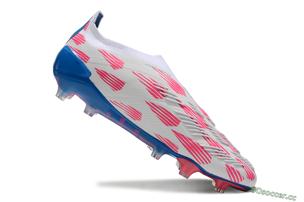 Men's Adidas Predator Elite 24 Laceless FG Firm Ground Low-Tops Football Boots - White/Pink/Blue 4