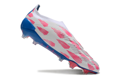 Men's Adidas Predator Elite 24 Laceless FG Firm Ground Low-Tops Football Boots - White/Pink/Blue