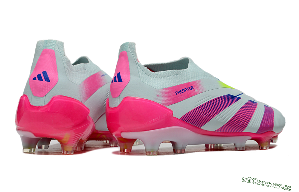 Men's Adidas Predator Elite 24 Laceless FG Firm Ground Low-Tops Football Boots - Jade/Blue/Pink 6
