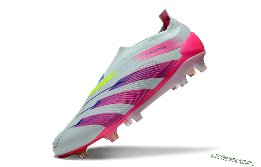 Men's Adidas Predator Elite 24 Laceless FG Firm Ground Low-Tops Football Boots - Jade/Blue/Pink 5
