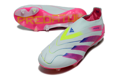 Men's Adidas Predator Elite 24 Laceless FG Firm Ground Low-Tops Football Boots - Jade/Blue/Pink
