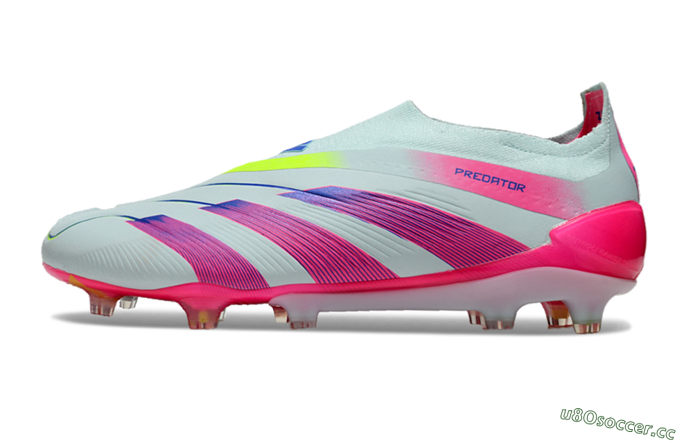Men's Adidas Predator Elite 24 Laceless FG Firm Ground Low-Tops Football Boots - Jade/Blue/Pink 0