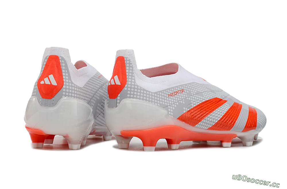 Men's Adidas Predator Elite 24 Laceless FG Firm Ground Low-Tops Football Boots - Grey/Red/White 6