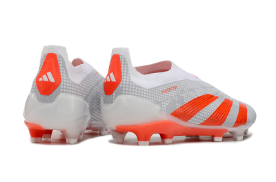 Men's Adidas Predator Elite 24 Laceless FG Firm Ground Low-Tops Football Boots - Grey/Red/White