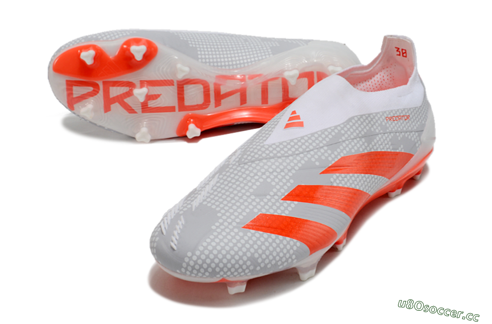 Men's Adidas Predator Elite 24 Laceless FG Firm Ground Low-Tops Football Boots - Grey/Red/White 3