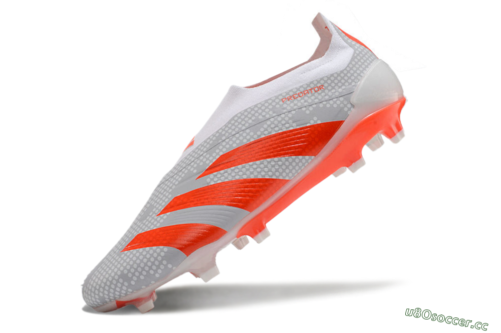 Men's Adidas Predator Elite 24 Laceless FG Firm Ground Low-Tops Football Boots - Grey/Red/White 5