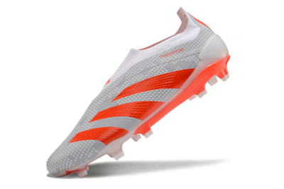 Men's Adidas Predator Elite 24 Laceless FG Firm Ground Low-Tops Football Boots - Grey/Red/White