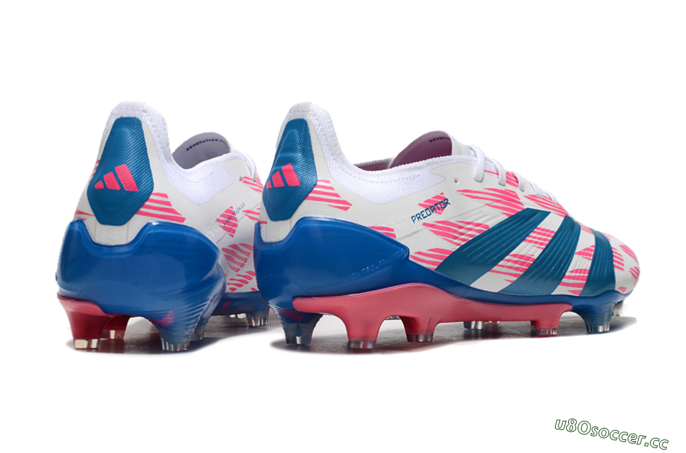 Men's Adidas Predator 24 Elite FG Firm Ground Low-Tops Football Boots - White/Pink/Blue 6