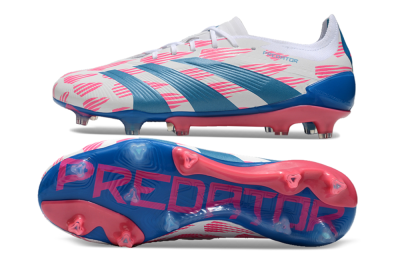 Men's Adidas Predator 24 Elite FG Firm Ground Low-Tops Football Boots - White/Pink/Blue