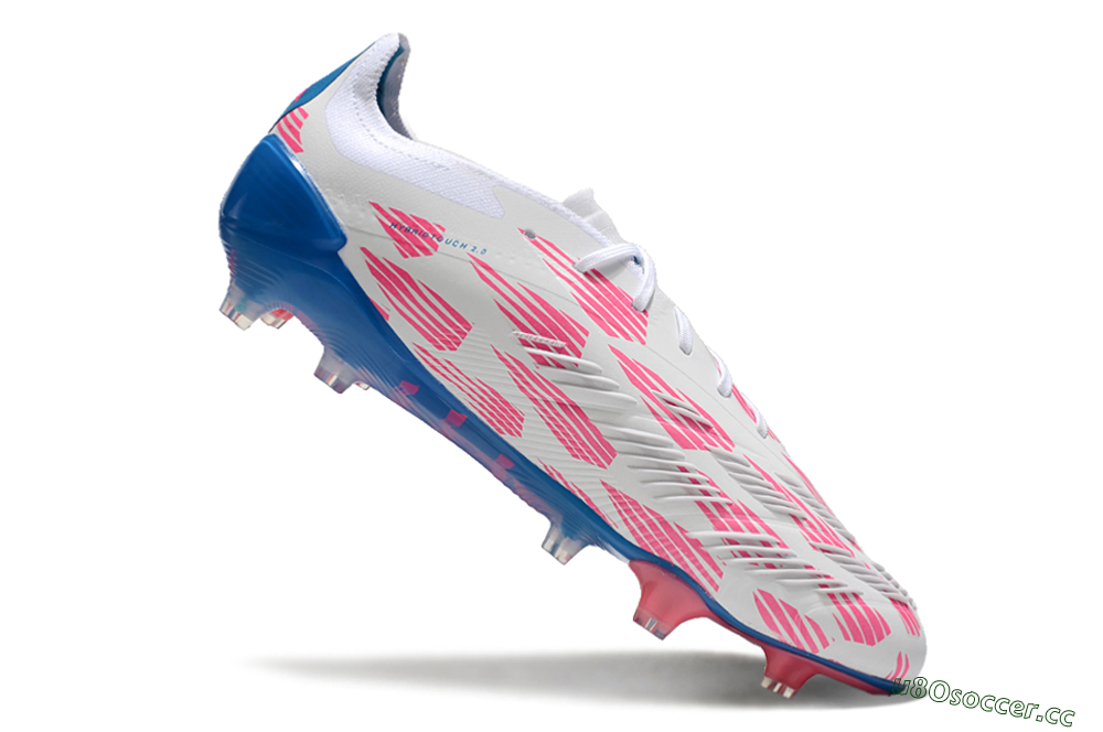 Men's Adidas Predator 24 Elite FG Firm Ground Low-Tops Football Boots - White/Pink/Blue 4