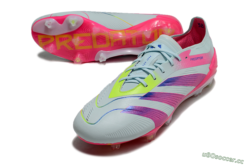Men's Adidas Predator 24 Elite FG Firm Ground Low-Tops Football Boots - Jade/Blue/Pink 3