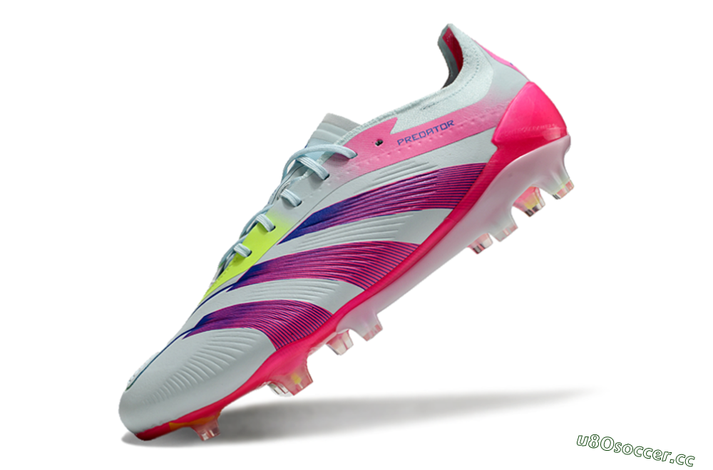 Men's Adidas Predator 24 Elite FG Firm Ground Low-Tops Football Boots - Jade/Blue/Pink 5