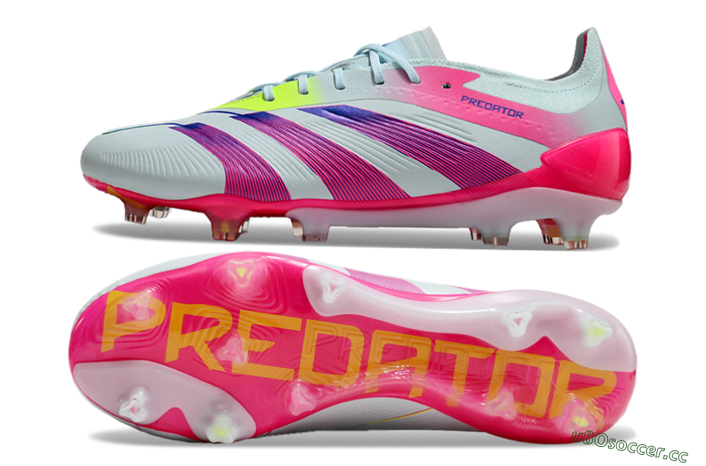 Men's Adidas Predator 24 Elite FG Firm Ground Low-Tops Football Boots - Jade/Blue/Pink 1