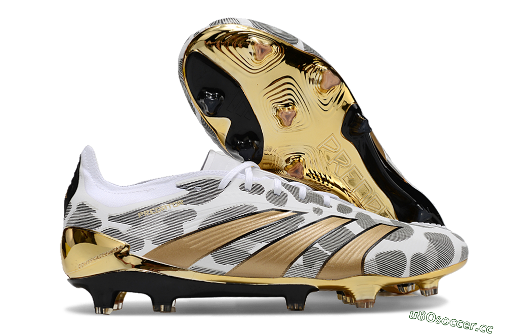 Men's Adidas Predator 24 Elite FG Firm Ground Low-Tops Football Boots - White/Black/Gold 2