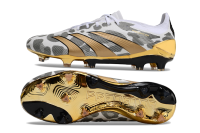 Men's Adidas Predator 24 Elite FG Firm Ground Low-Tops Football Boots - White/Black/Gold