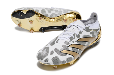 Men's Adidas Predator 24 Elite FG Firm Ground Low-Tops Football Boots - White/Black/Gold