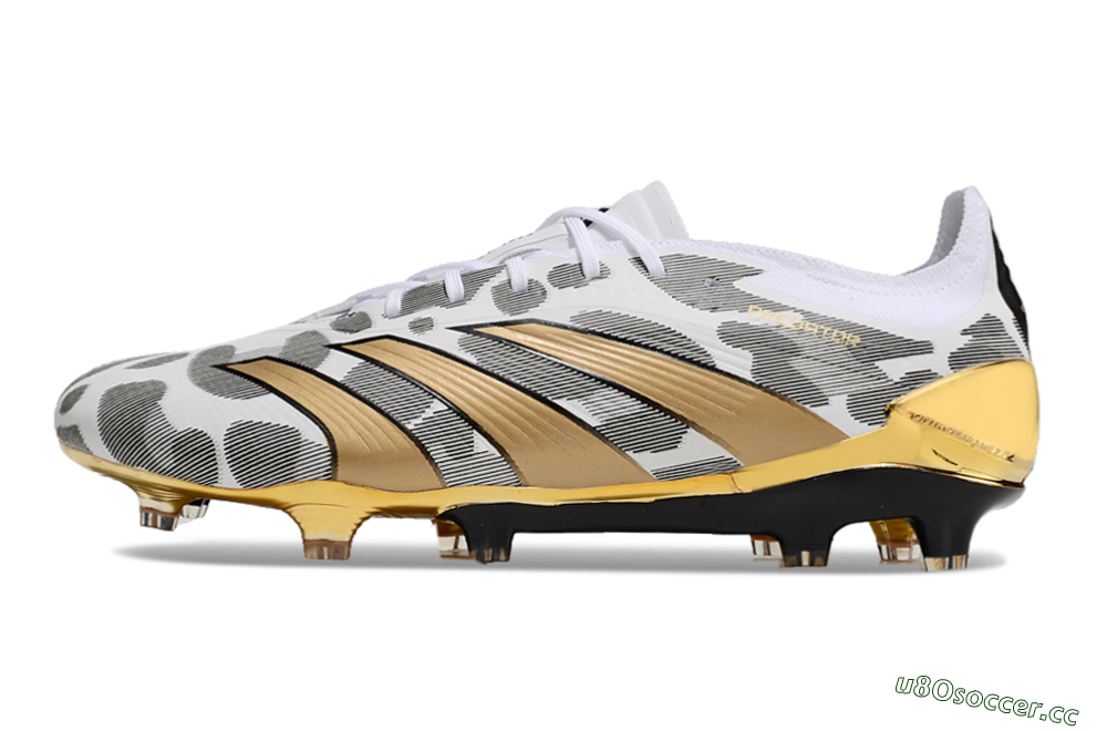 Men's Adidas Predator 24 Elite FG Firm Ground Low-Tops Football Boots - White/Black/Gold 0