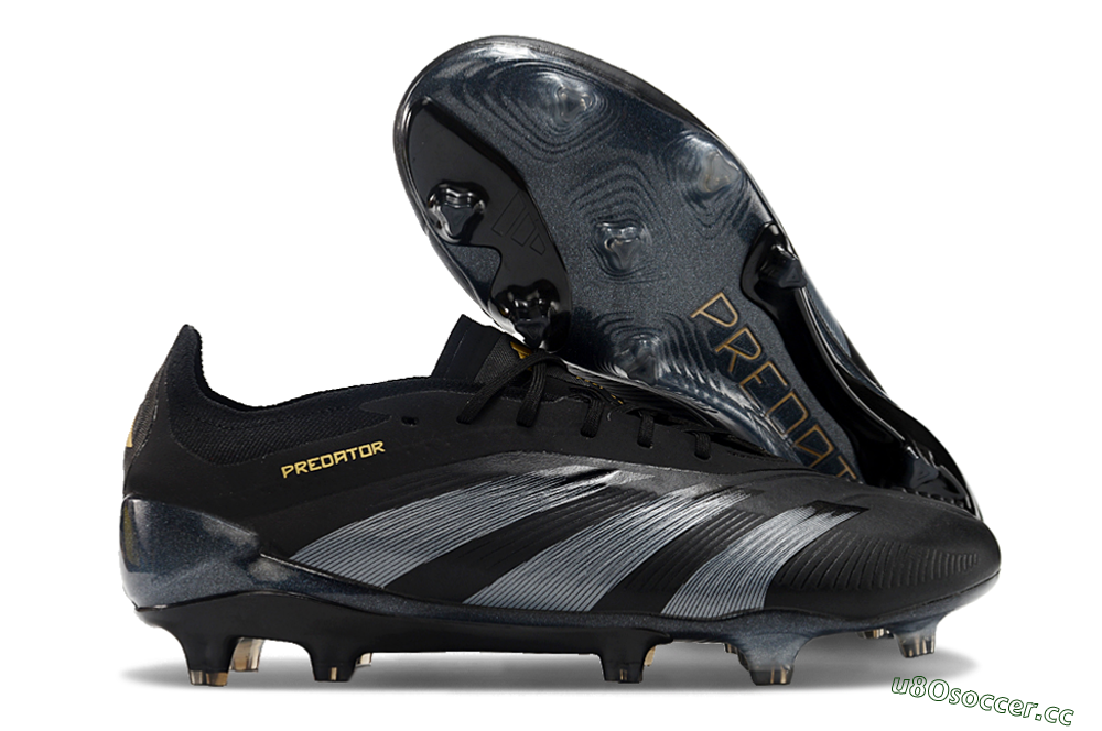 Men's Adidas Predator Elite 24 FG Firm Ground Low-Tops Football Boots - Black/Silver/Yellow 2