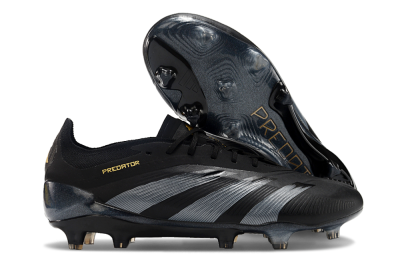Men's Adidas Predator Elite 24 FG Firm Ground Low-Tops Football Boots - Black/Silver/Yellow