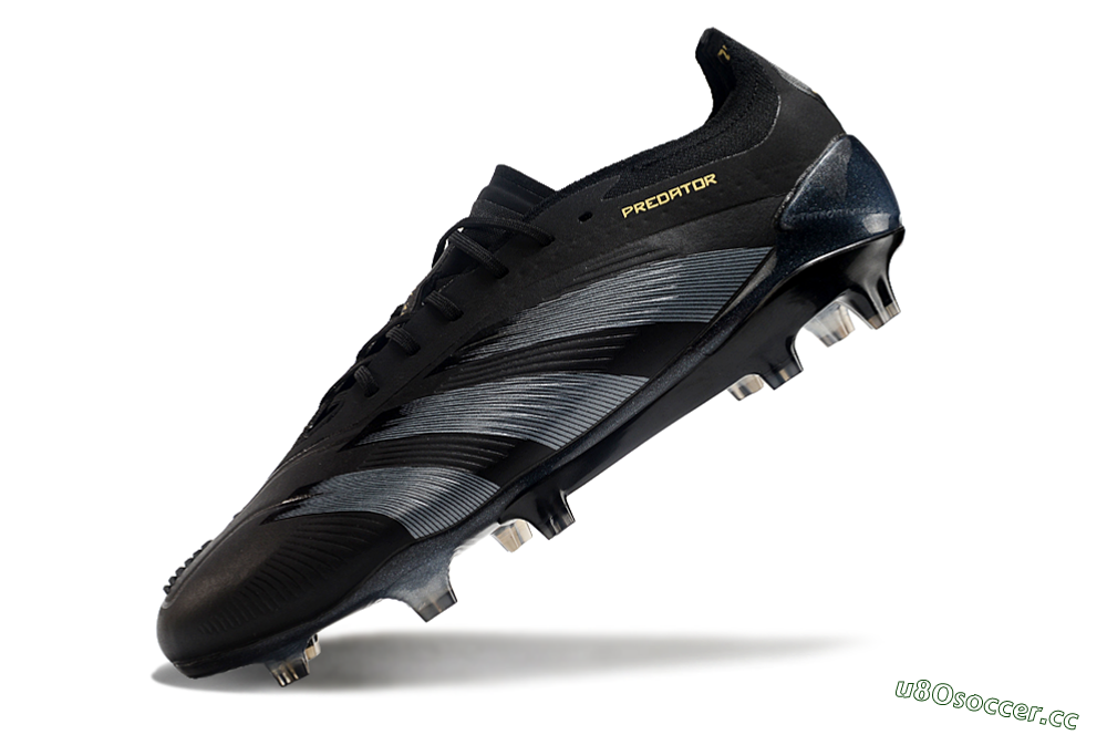 Men's Adidas Predator Elite 24 FG Firm Ground Low-Tops Football Boots - Black/Silver/Yellow 5