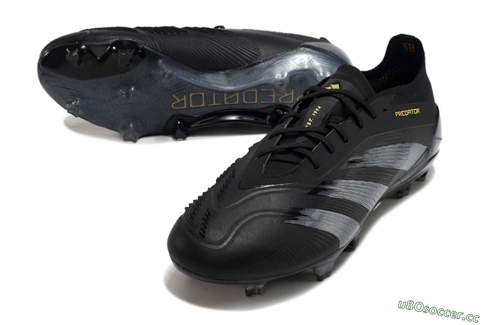 Men's Adidas Predator Elite 24 FG Firm Ground Low-Tops Football Boots - Black/Silver/Yellow 3