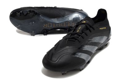 Men's Adidas Predator Elite 24 FG Firm Ground Low-Tops Football Boots - Black/Silver/Yellow
