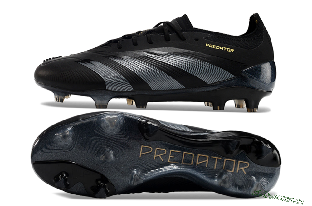 Men's Adidas Predator Elite 24 FG Firm Ground Low-Tops Football Boots - Black/Silver/Yellow 1