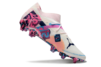 Men's Puma Future Ultimate FG Firm Ground Low-Tops Football Boots - White/Pink/Blue