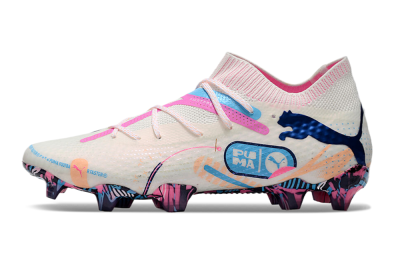 Men's Puma Future Ultimate FG Firm Ground Low-Tops Football Boots - White/Pink/Blue