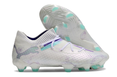 Men's Puma Future Ultimate FG Firm Ground Low-Tops Football Boots - White/Purple/Jade