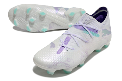 Men's Puma Future Ultimate FG Firm Ground Low-Tops Football Boots - White/Purple/Jade