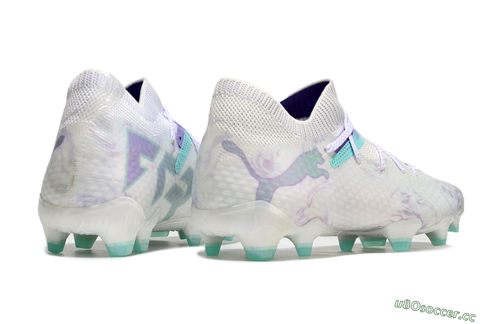Men's Puma Future Ultimate FG Firm Ground Low-Tops Football Boots - White/Purple/Jade 6
