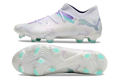 Men's Puma Future Ultimate FG Firm Ground Low-Tops Football Boots - White/Purple/Jade