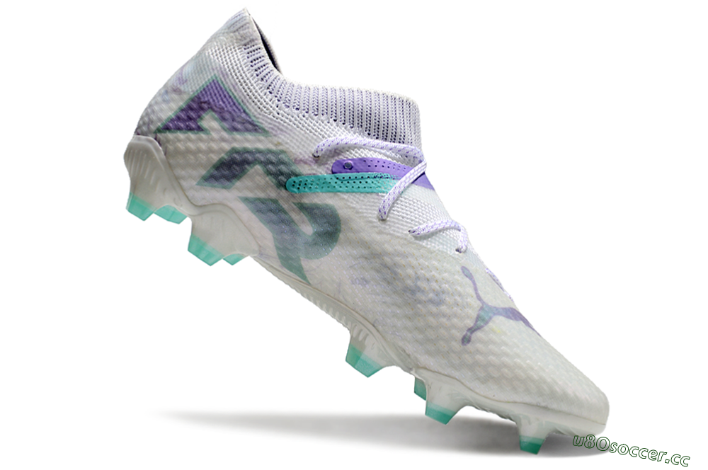 Men's Puma Future Ultimate FG Firm Ground Low-Tops Football Boots - White/Purple/Jade 4