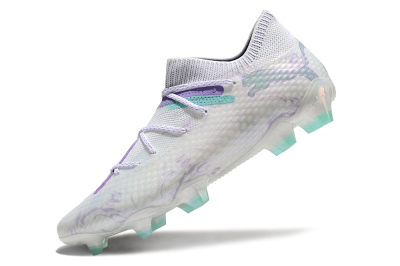 Men's Puma Future Ultimate FG Firm Ground Low-Tops Football Boots - White/Purple/Jade