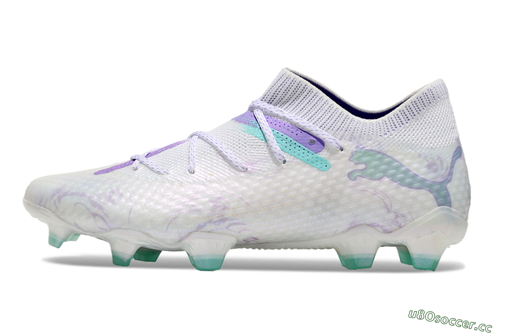 Men's Puma Future Ultimate FG Firm Ground Low-Tops Football Boots - White/Purple/Jade 0