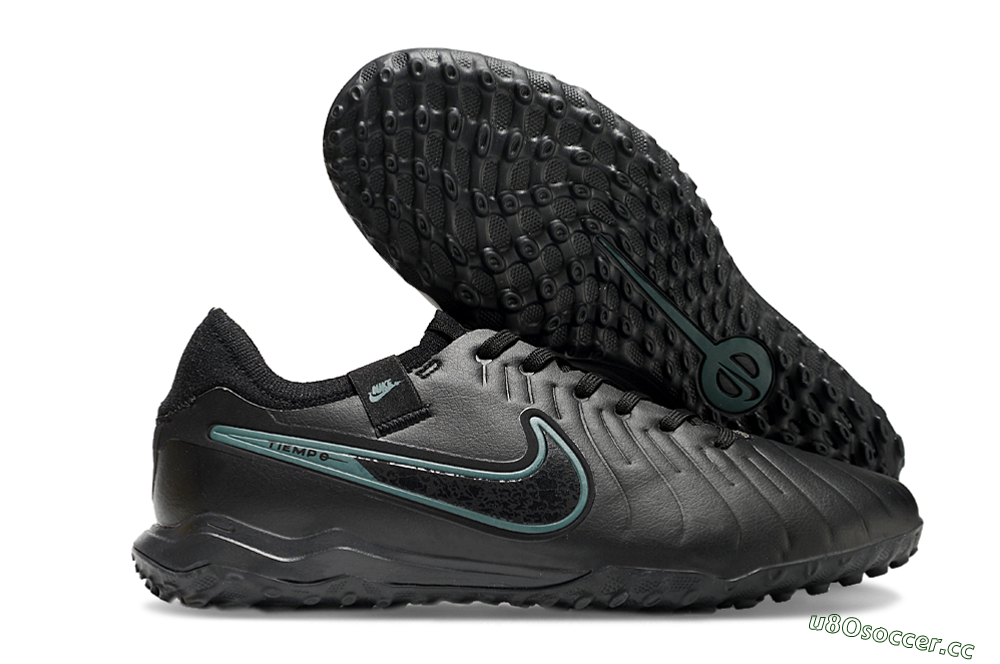 Men's Nike Tiempo Legend 10 Pro TF Artificial Turf Low-Tops Football Shoes - Black/Jade 2