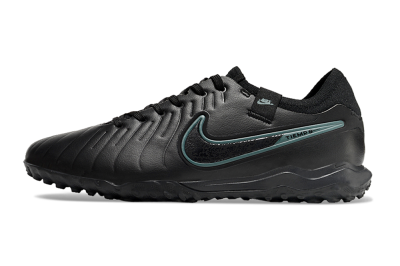 Men's Nike Tiempo Legend 10 Pro TF Artificial Turf Low-Tops Football Shoes - Black/Jade