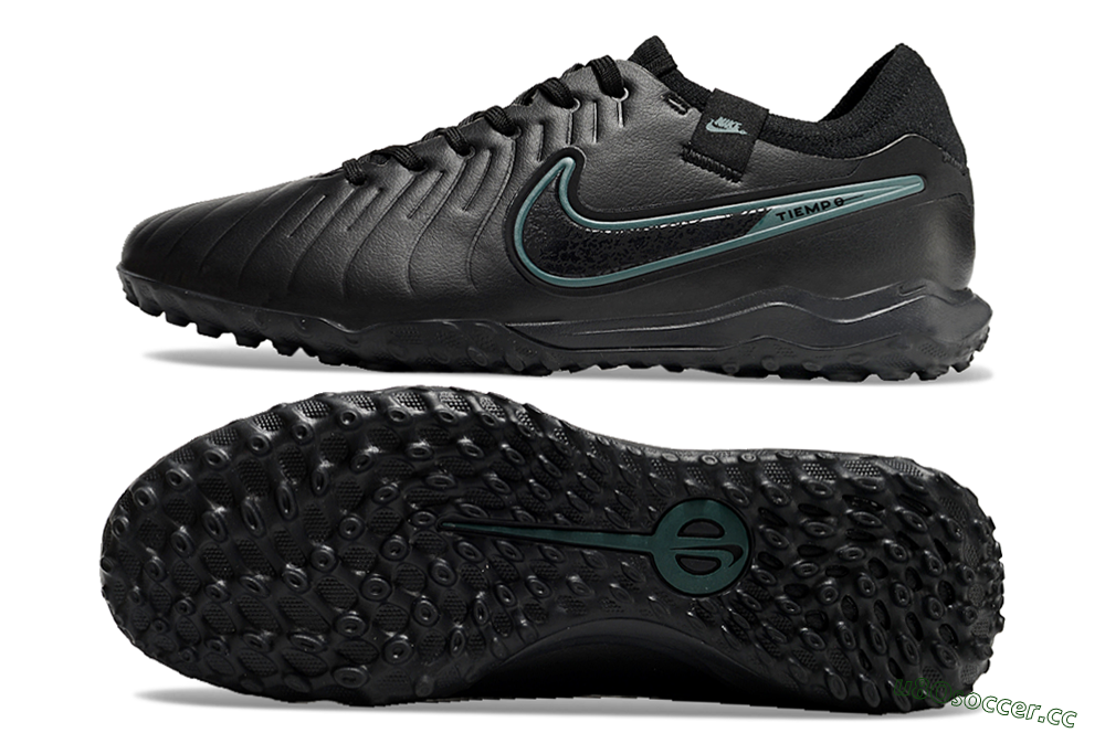 Men's Nike Tiempo Legend 10 Pro TF Artificial Turf Low-Tops Football Shoes - Black/Jade 1