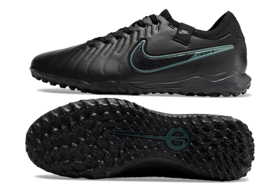 Men's Nike Tiempo Legend 10 Pro TF Artificial Turf Low-Tops Football Shoes - Black/Jade