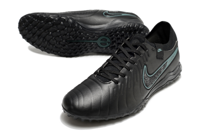 Men's Nike Tiempo Legend 10 Pro TF Artificial Turf Low-Tops Football Shoes - Black/Jade