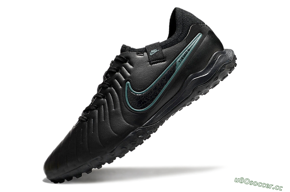 Men's Nike Tiempo Legend 10 Pro TF Artificial Turf Low-Tops Football Shoes - Black/Jade 5