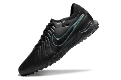 Men's Nike Tiempo Legend 10 Pro TF Artificial Turf Low-Tops Football Shoes - Black/Jade