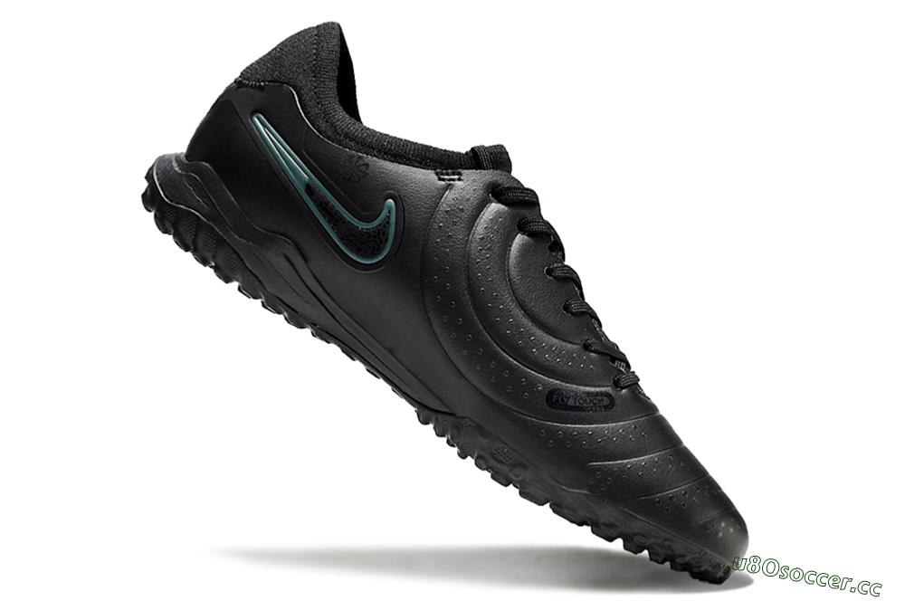 Men's Nike Tiempo Legend 10 Pro TF Artificial Turf Low-Tops Football Shoes - Black/Jade 4