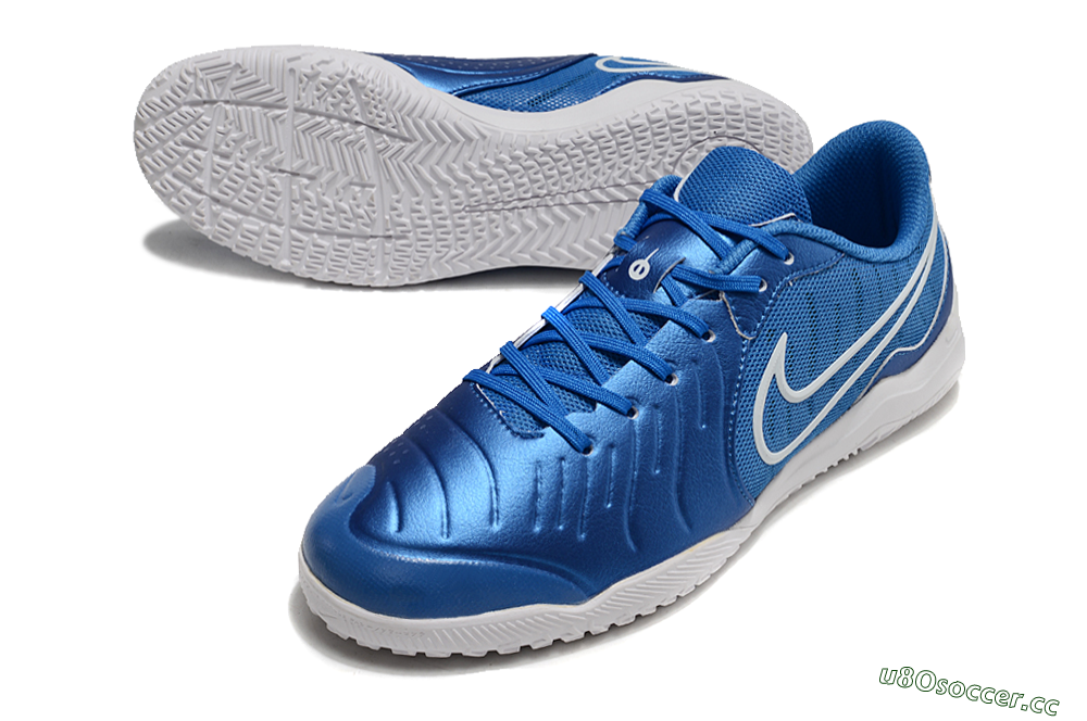 Men's Nike Tiempo Legend 10 Academy IC Indoor & Futsal Low-Tops Football Shoes - Blue/White 3