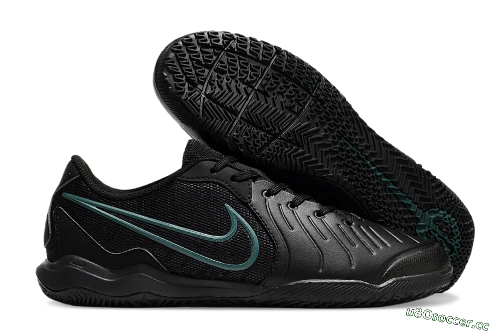 Men's Nike Tiempo Legend 10 Academy IC Indoor & Futsal Low-Tops Football Shoes - Black/Jade 2