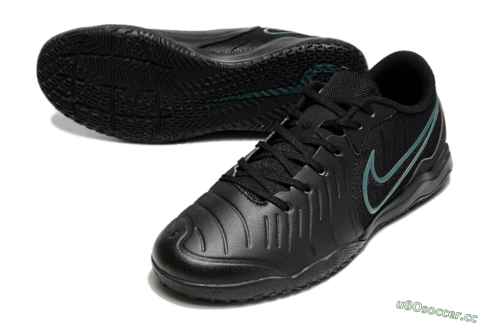 Men's Nike Tiempo Legend 10 Academy IC Indoor & Futsal Low-Tops Football Shoes - Black/Jade 3