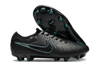 Men's Nike Tiempo Legend 10 Elite FG Firm Ground Low-Tops Football Boots - Black/Jade