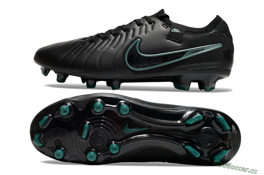 Men's Nike Tiempo Legend 10 Elite FG Firm Ground Low-Tops Football Boots - Black/Jade 1