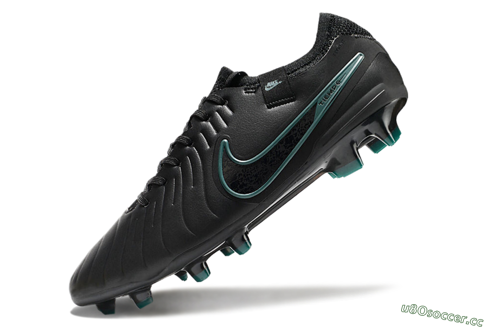 Men's Nike Tiempo Legend 10 Elite FG Firm Ground Low-Tops Football Boots - Black/Jade 5